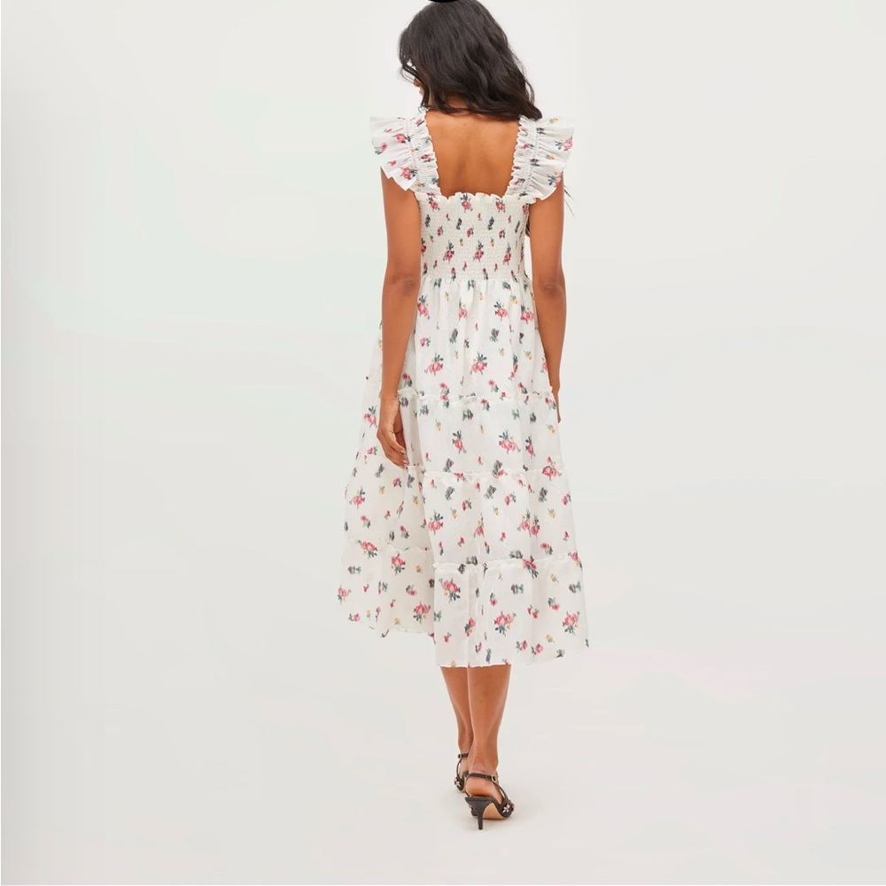 NWT Hill House Ellie Midi Nap Graduation Dress Ivory Ikat Floral Crushed Taffeta - Picture 3 of 9